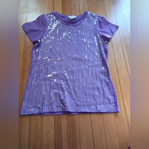 Gymboree Purple Short Sleeve Sequin Front Tee